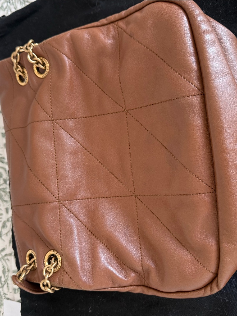 Saint Laurent Cognac Quilted Leather Flap Crossbody with Gold YSL - Picture 4 of 9